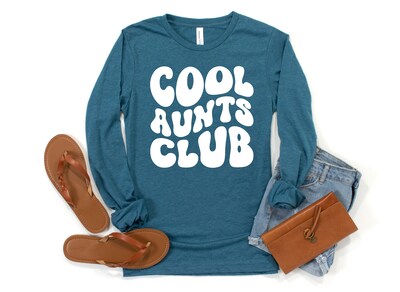 Aunt Shirt Long Sleeve, Cool Aunts Club Shirt, Retro Aunt T Shirt, Aunt Tee, Gift for Aunt, Favorite Aunt - image2